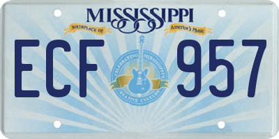 MS license plate ECF957