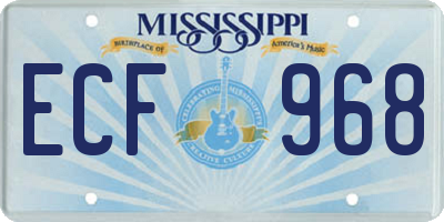 MS license plate ECF968