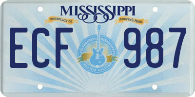 MS license plate ECF987