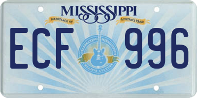 MS license plate ECF996