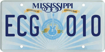 MS license plate ECG010