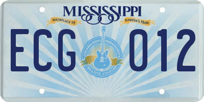 MS license plate ECG012