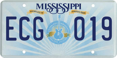 MS license plate ECG019