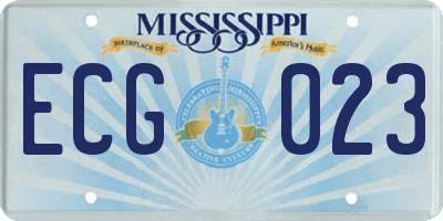 MS license plate ECG023