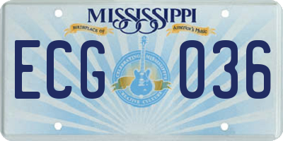 MS license plate ECG036