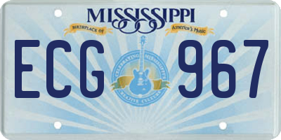 MS license plate ECG967