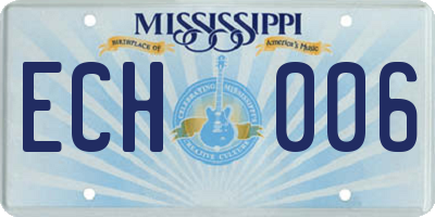 MS license plate ECH006