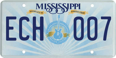 MS license plate ECH007