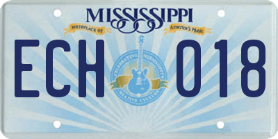 MS license plate ECH018