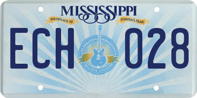 MS license plate ECH028