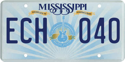 MS license plate ECH040