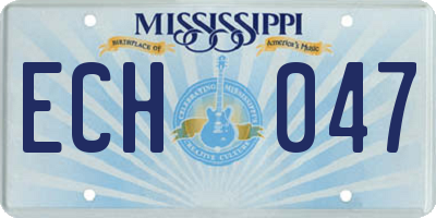 MS license plate ECH047