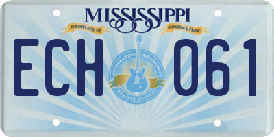 MS license plate ECH061