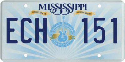 MS license plate ECH151