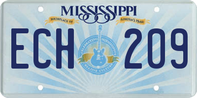 MS license plate ECH209