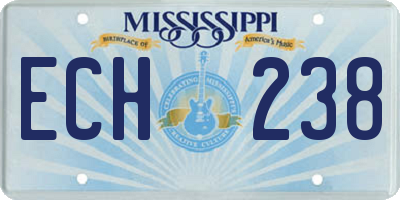 MS license plate ECH238