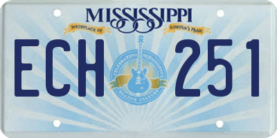 MS license plate ECH251