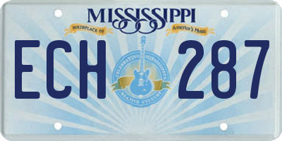 MS license plate ECH287
