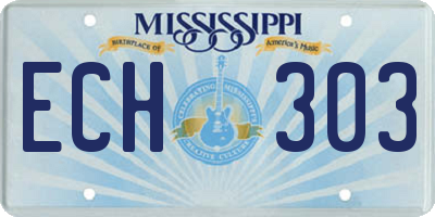 MS license plate ECH303