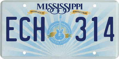 MS license plate ECH314