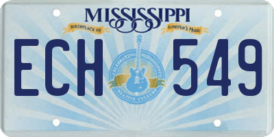 MS license plate ECH549