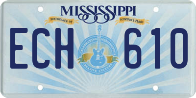 MS license plate ECH610