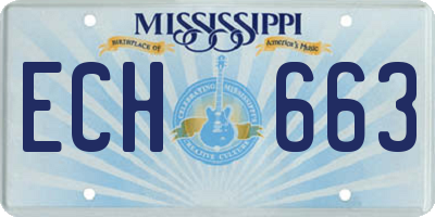 MS license plate ECH663