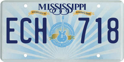 MS license plate ECH718