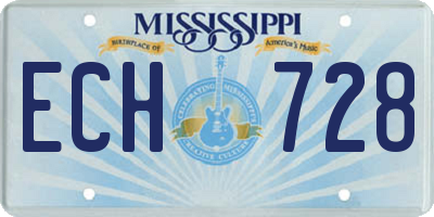 MS license plate ECH728