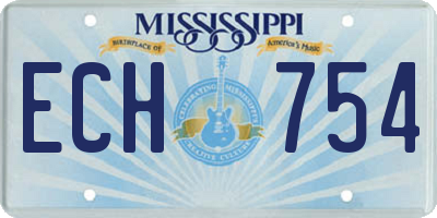 MS license plate ECH754