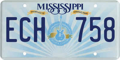 MS license plate ECH758