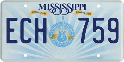 MS license plate ECH759
