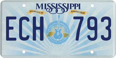 MS license plate ECH793