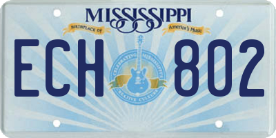 MS license plate ECH802
