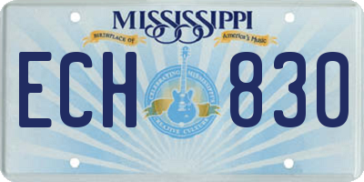 MS license plate ECH830