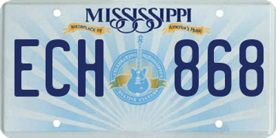MS license plate ECH868