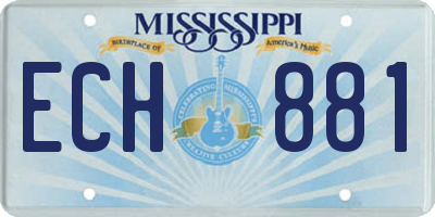 MS license plate ECH881
