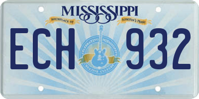 MS license plate ECH932