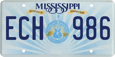 MS license plate ECH986