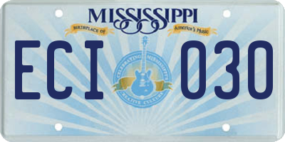 MS license plate ECI030