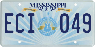 MS license plate ECI049