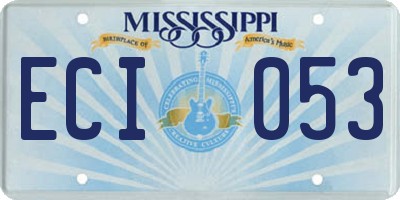 MS license plate ECI053