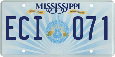 MS license plate ECI071