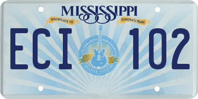 MS license plate ECI102