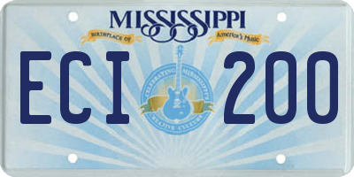 MS license plate ECI200