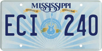 MS license plate ECI240