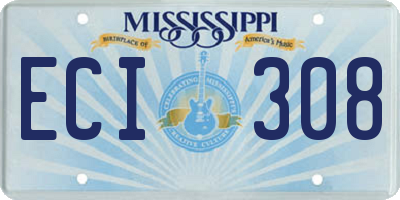 MS license plate ECI308