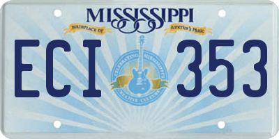 MS license plate ECI353
