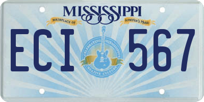 MS license plate ECI567
