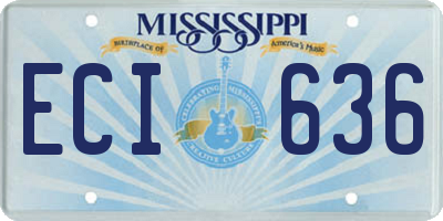 MS license plate ECI636